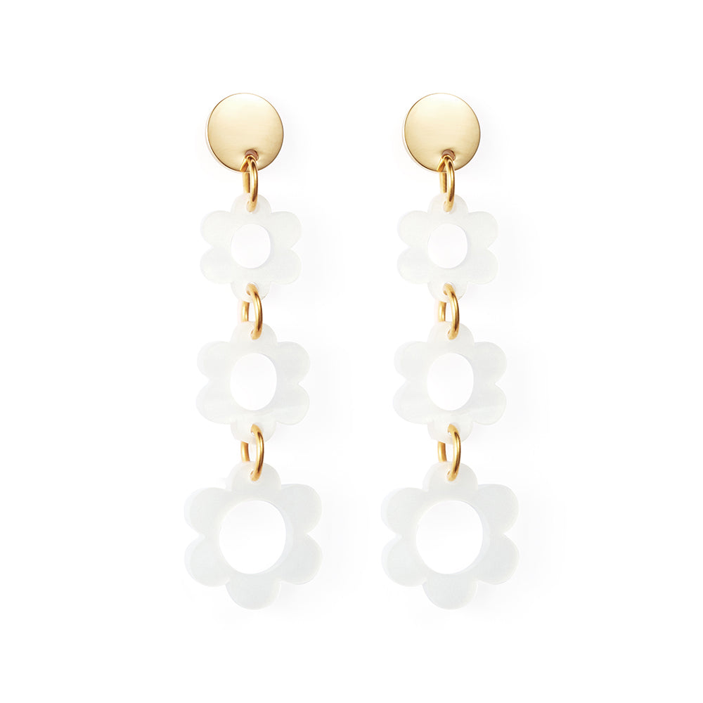 White flower hot sale drop earrings