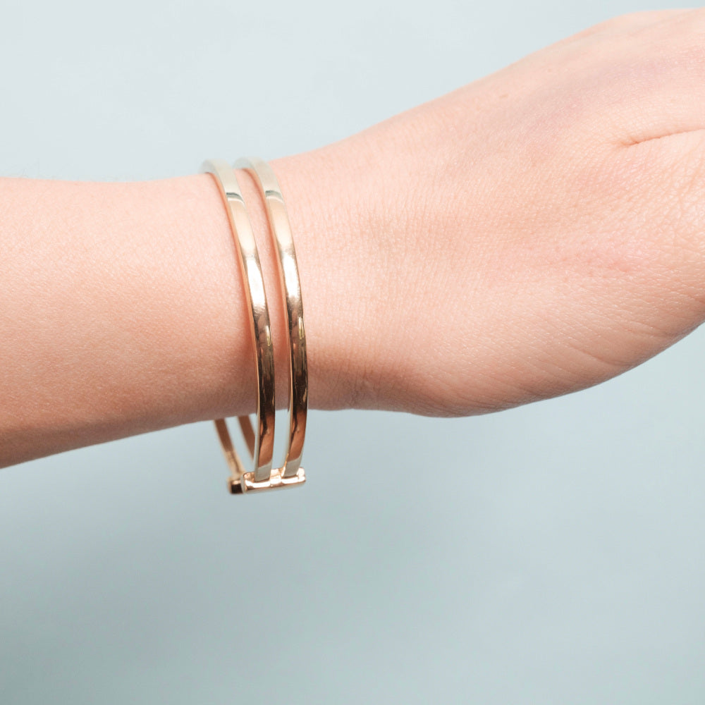 Double Hoop Cuff Bracelet - Gold Vermeil