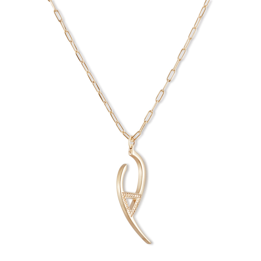 Flick Pendant Necklace - Gold vermeil with Cubic Zirconia