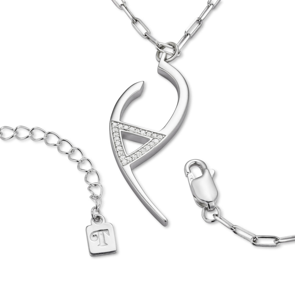 Flick Pendant Necklace - Sterling Silver with Cubic Zirconia