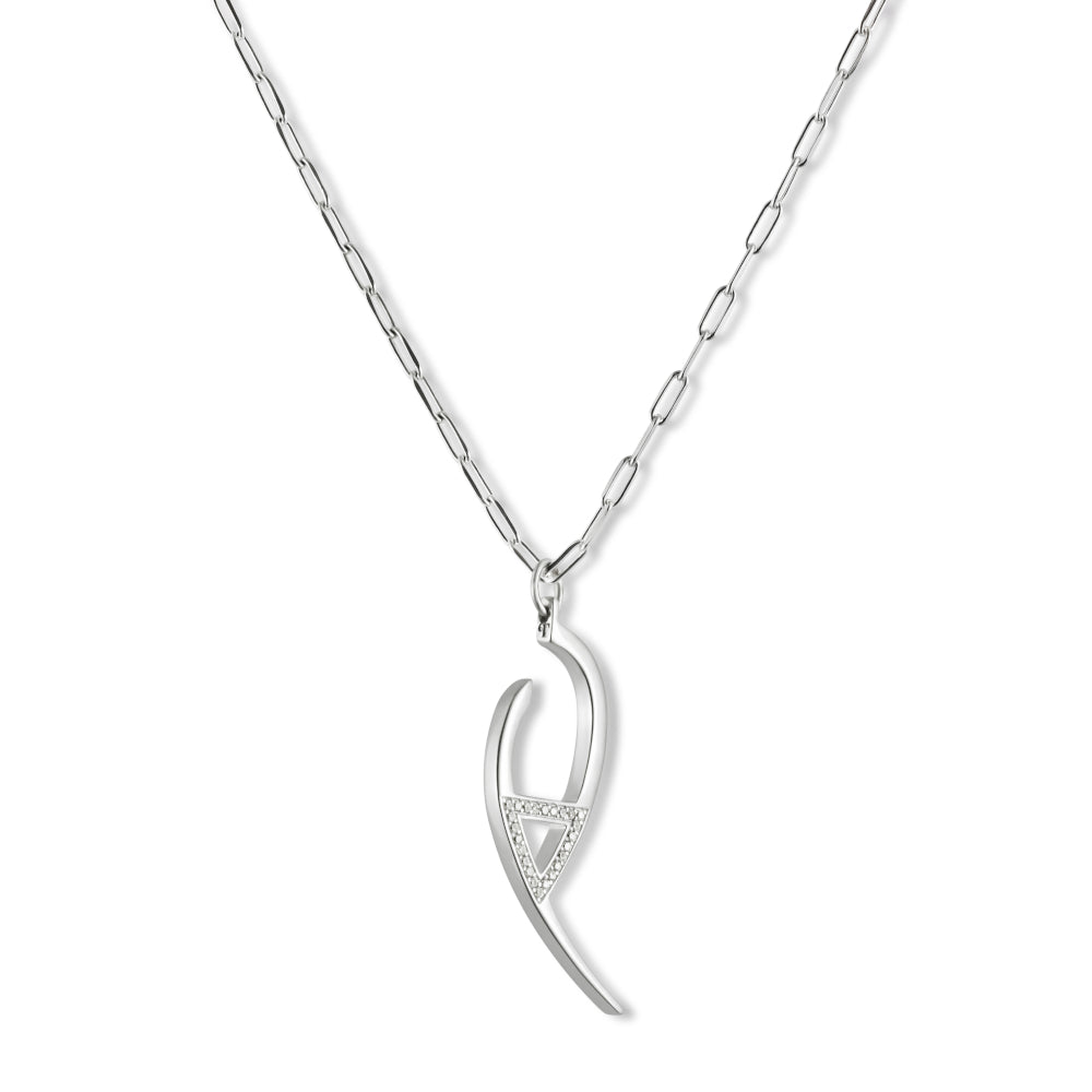 Flick Pendant Necklace - Sterling Silver with Cubic Zirconia