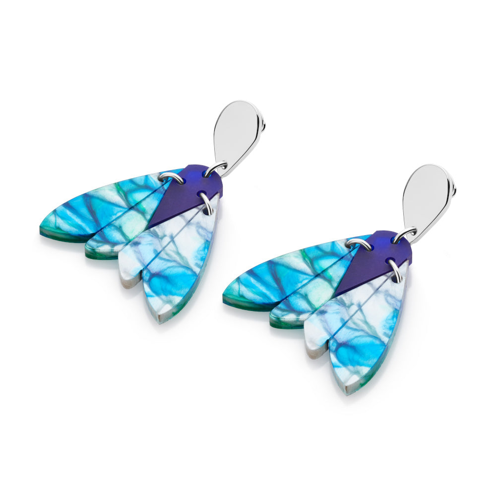 Gossamer Drop Earrings - Blue & Green Lava