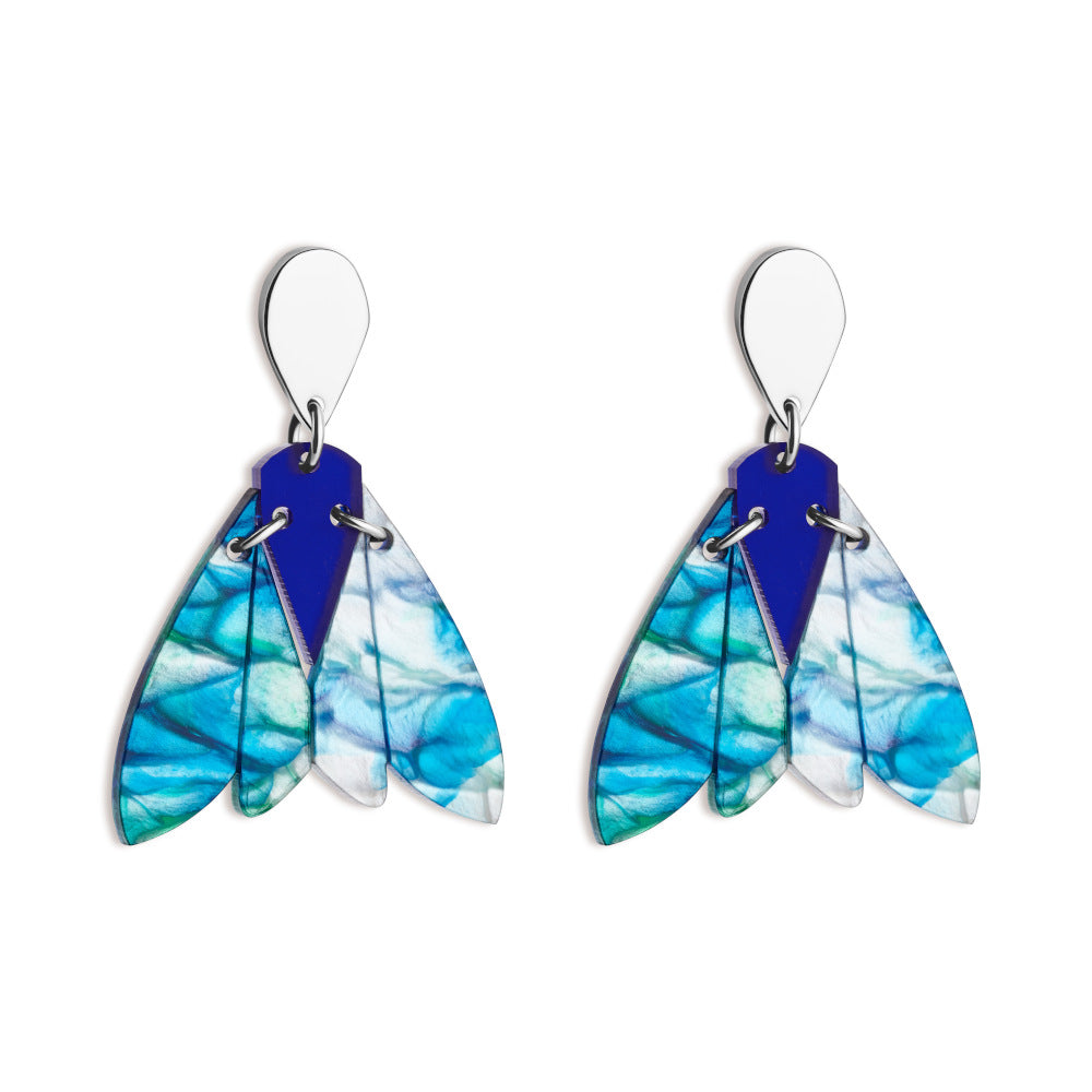 Gossamer Drop Earrings - Blue & Green Lava