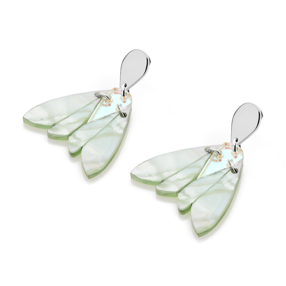 Gossamer Drop Earrings - Opal Green & Iridescent