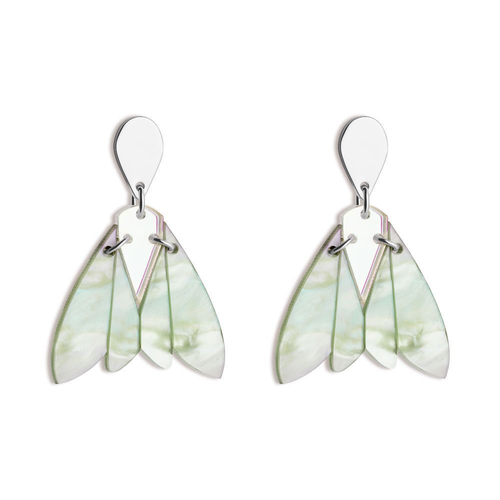 Gossamer Drop Earrings - Opal Green & Iridescent