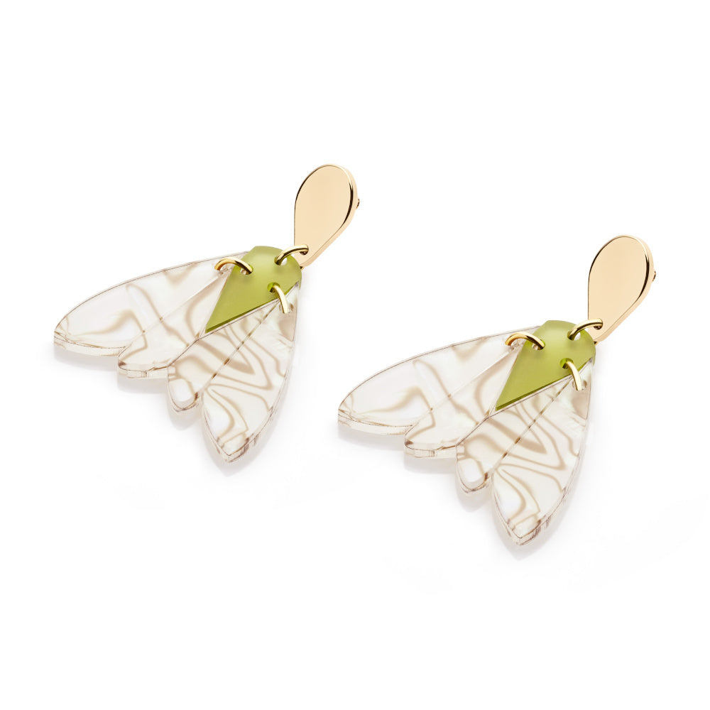 Gossamer Drop Earrings - Shell & Lime Zest