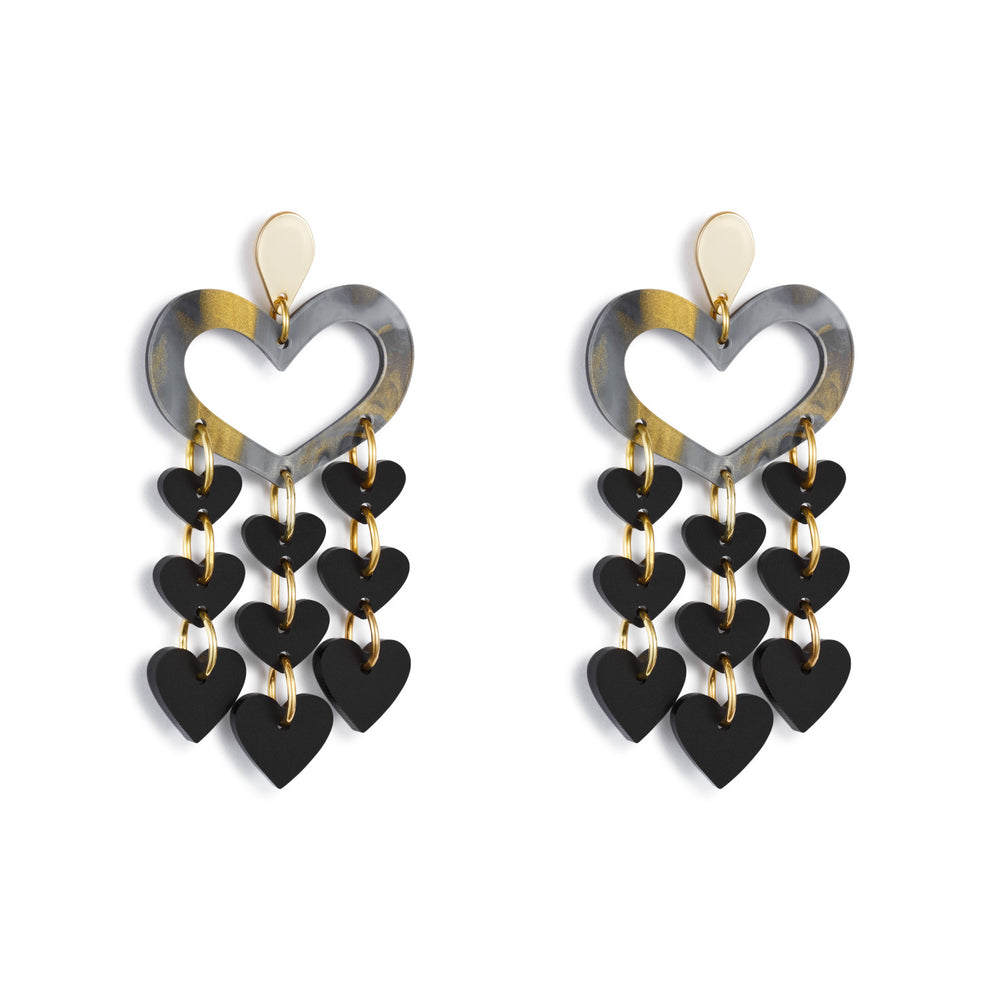 Heart Chandeliers - Black Swirl