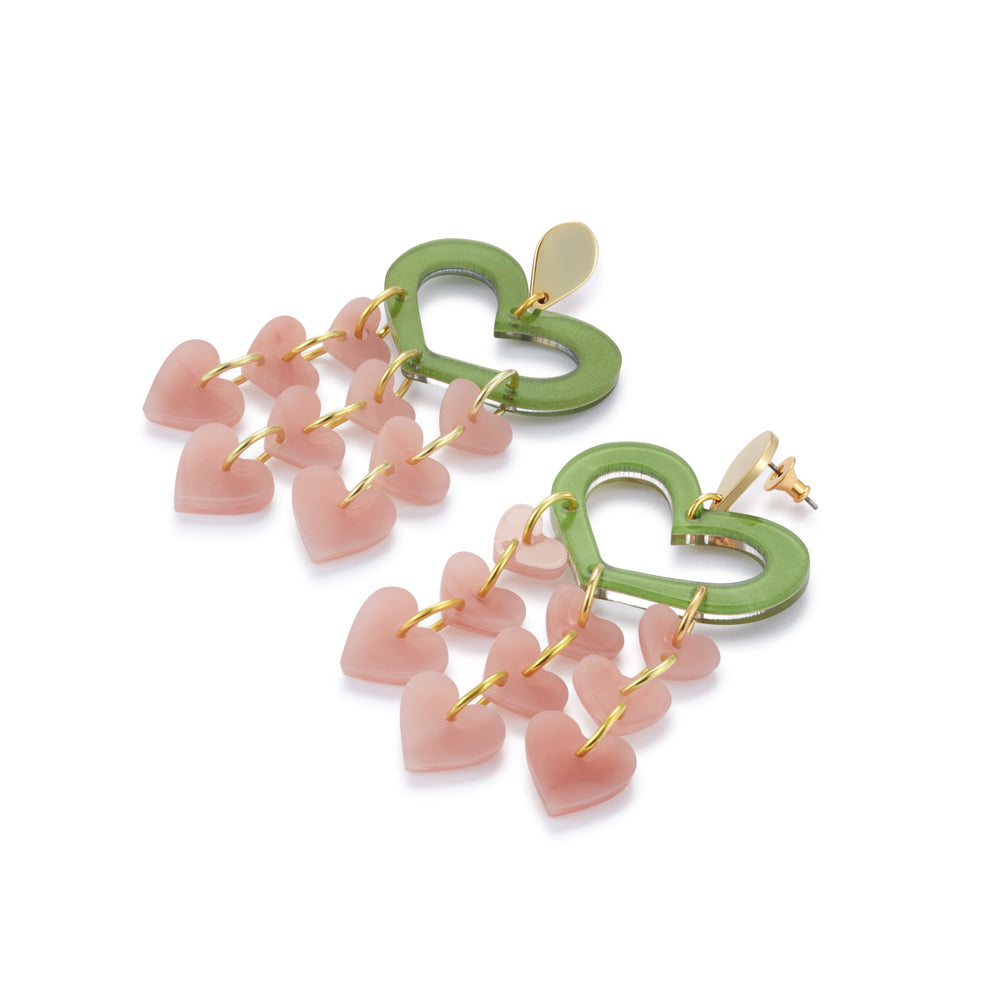 Heart Chandeliers - Jade & Pink