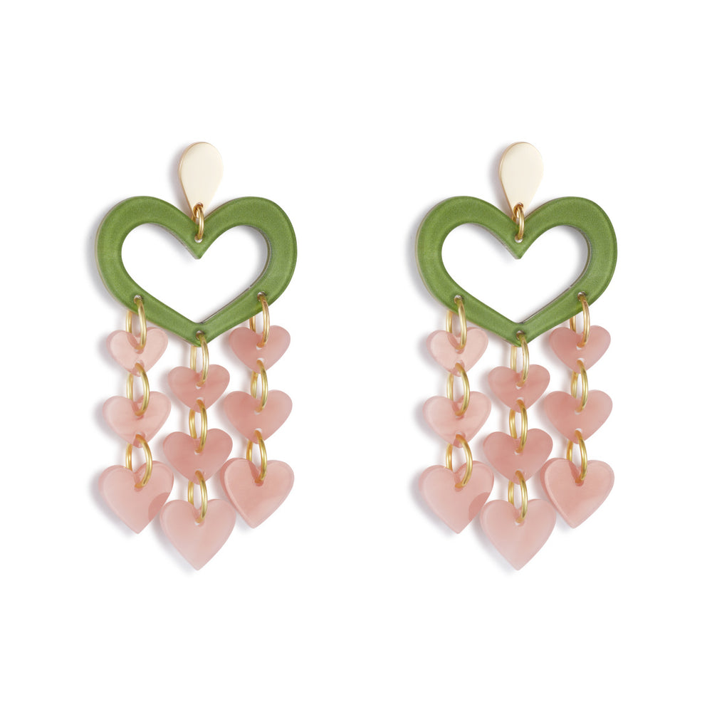 Heart Chandeliers - Jade & Pink