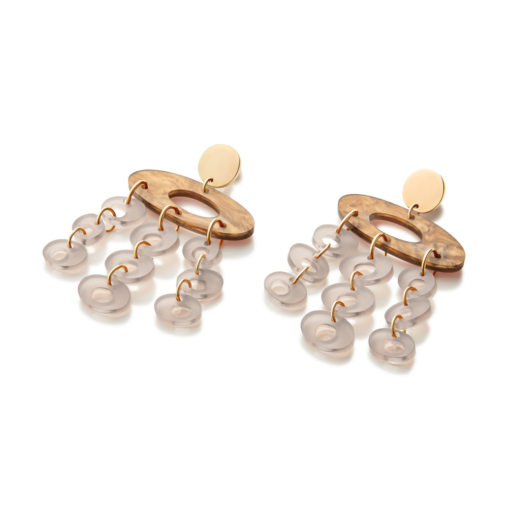 Hepworth Chandelier Earrings - Mocha & Champagne