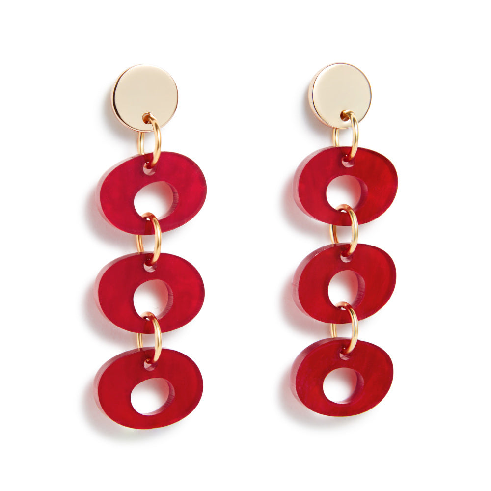 Hepworth Drop Earrings - Berry Red Pearl