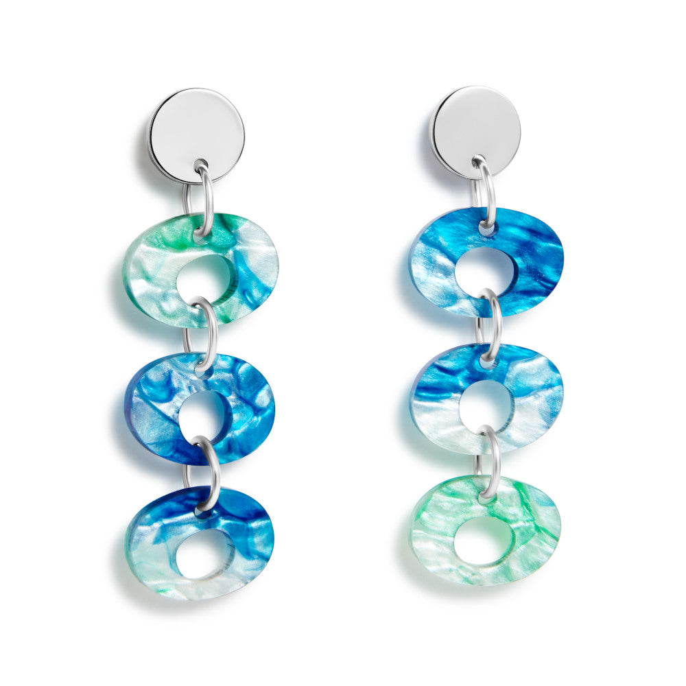 Hepworth Drop Earrings - Blue & Green Lava