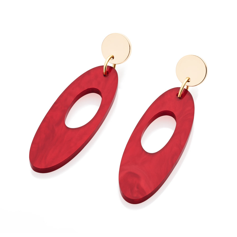 Hepworth Earrings - Berry Red Pearl