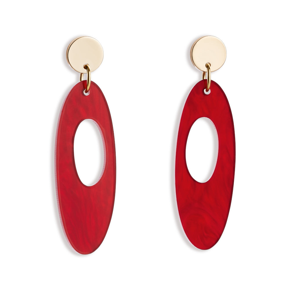 Hepworth Earrings - Berry Red Pearl