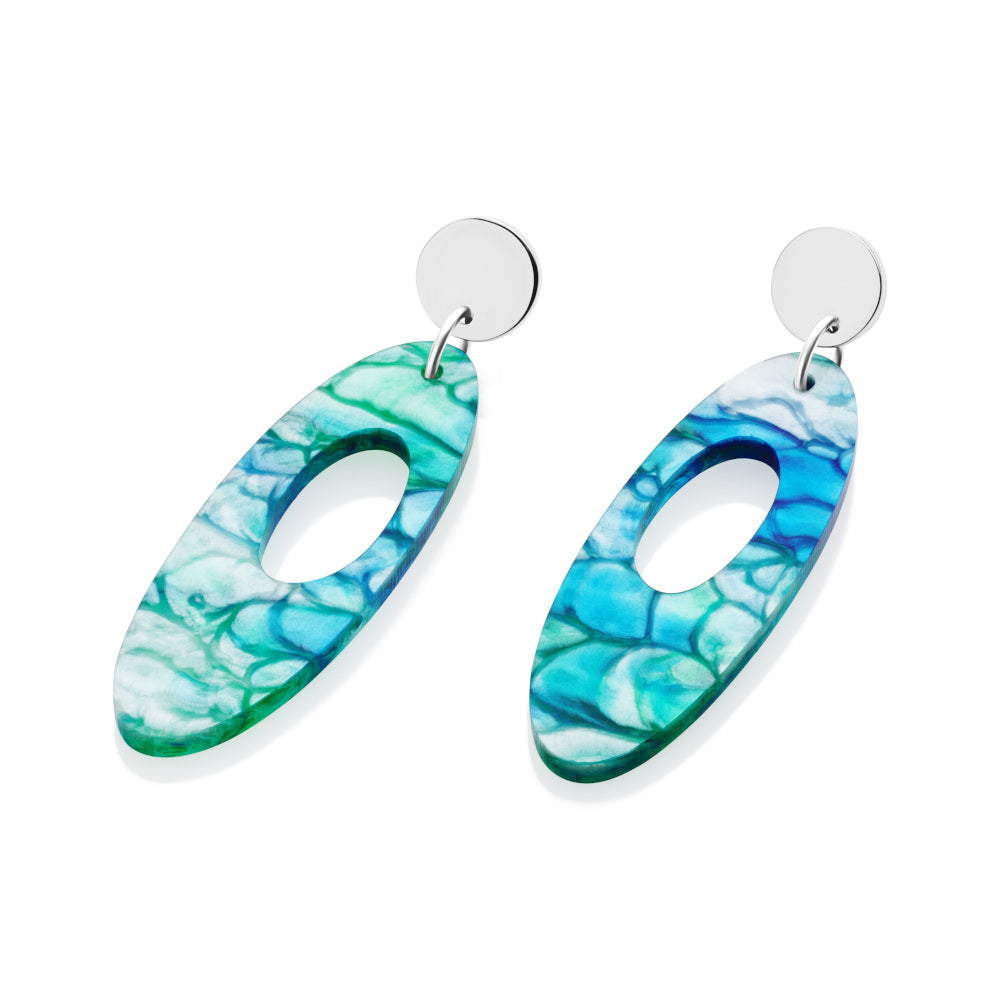 Hepworth Earrings - Blue & Green Lava