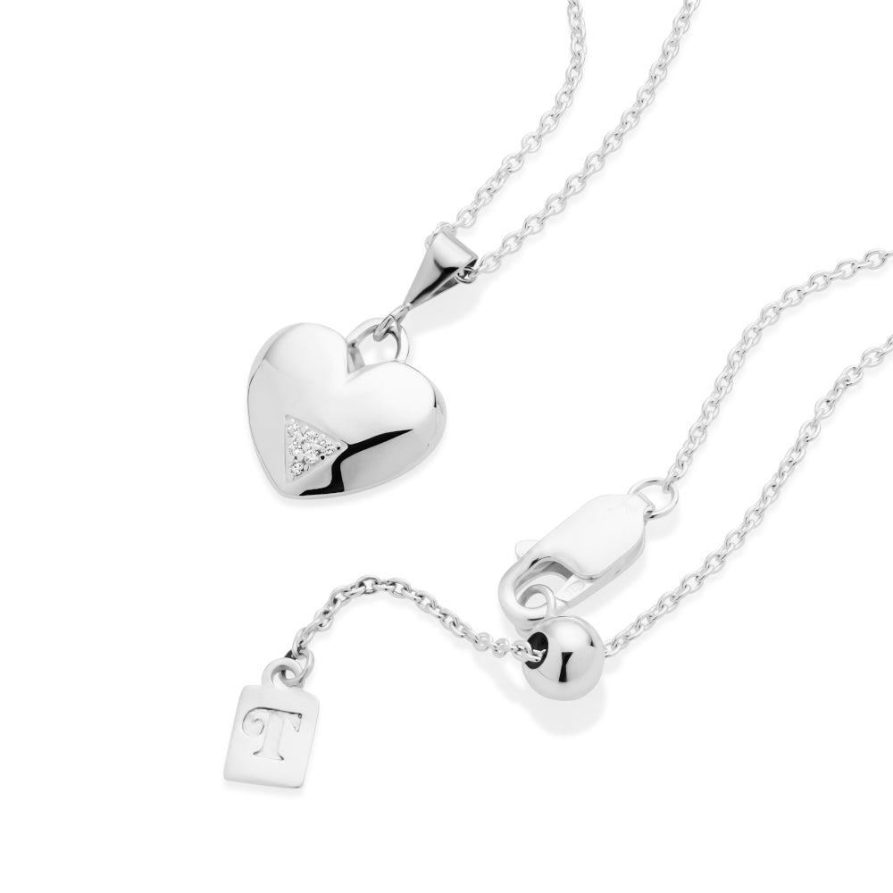 Mini Art Deco Heart Pendant - Sterling Silver