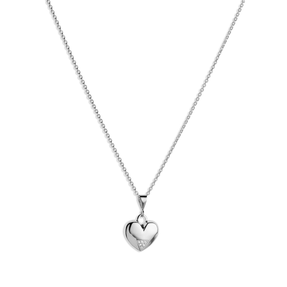 Mini Art Deco Heart Pendant - Sterling Silver