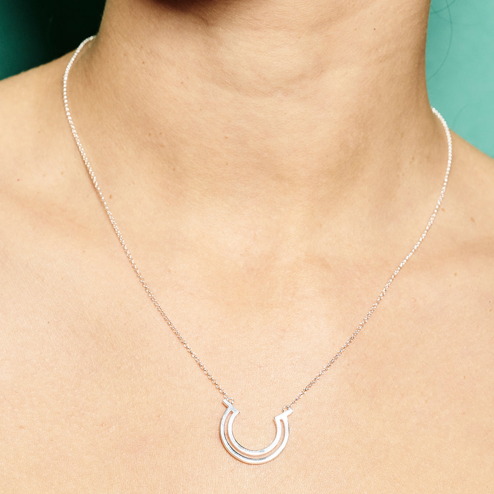 Double Hoop Necklace - Sterling Silver