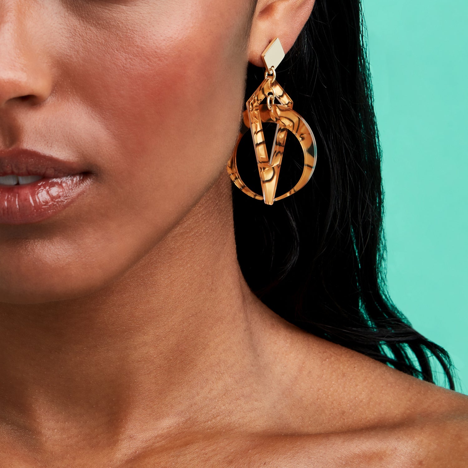 Petite Crescent Hoops - Tiger Shell