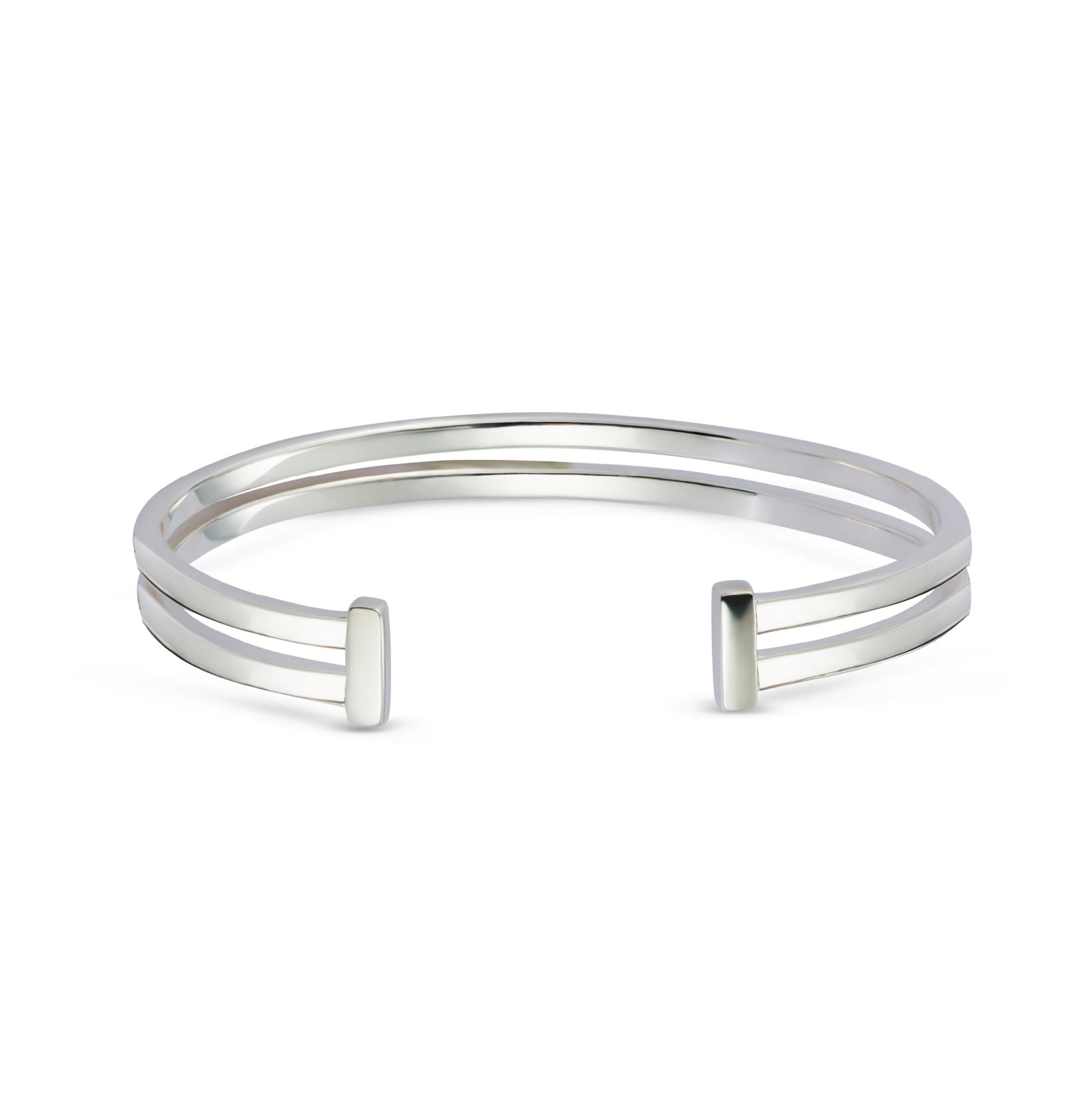 Double Hoop Cuff Bracelet - Sterling Silver