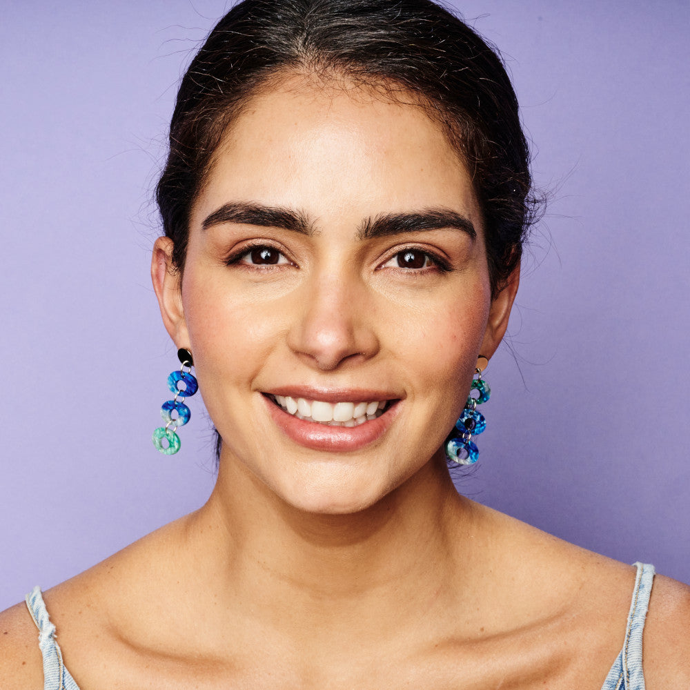 Hepworth Drop Earrings - Blue & Green Lava