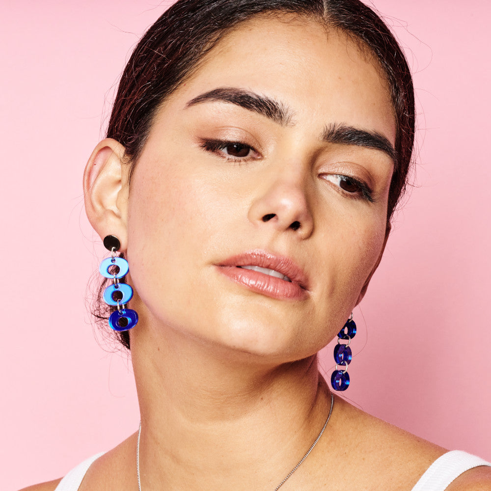 Hepworth Drop Earrings - Blue Mirror