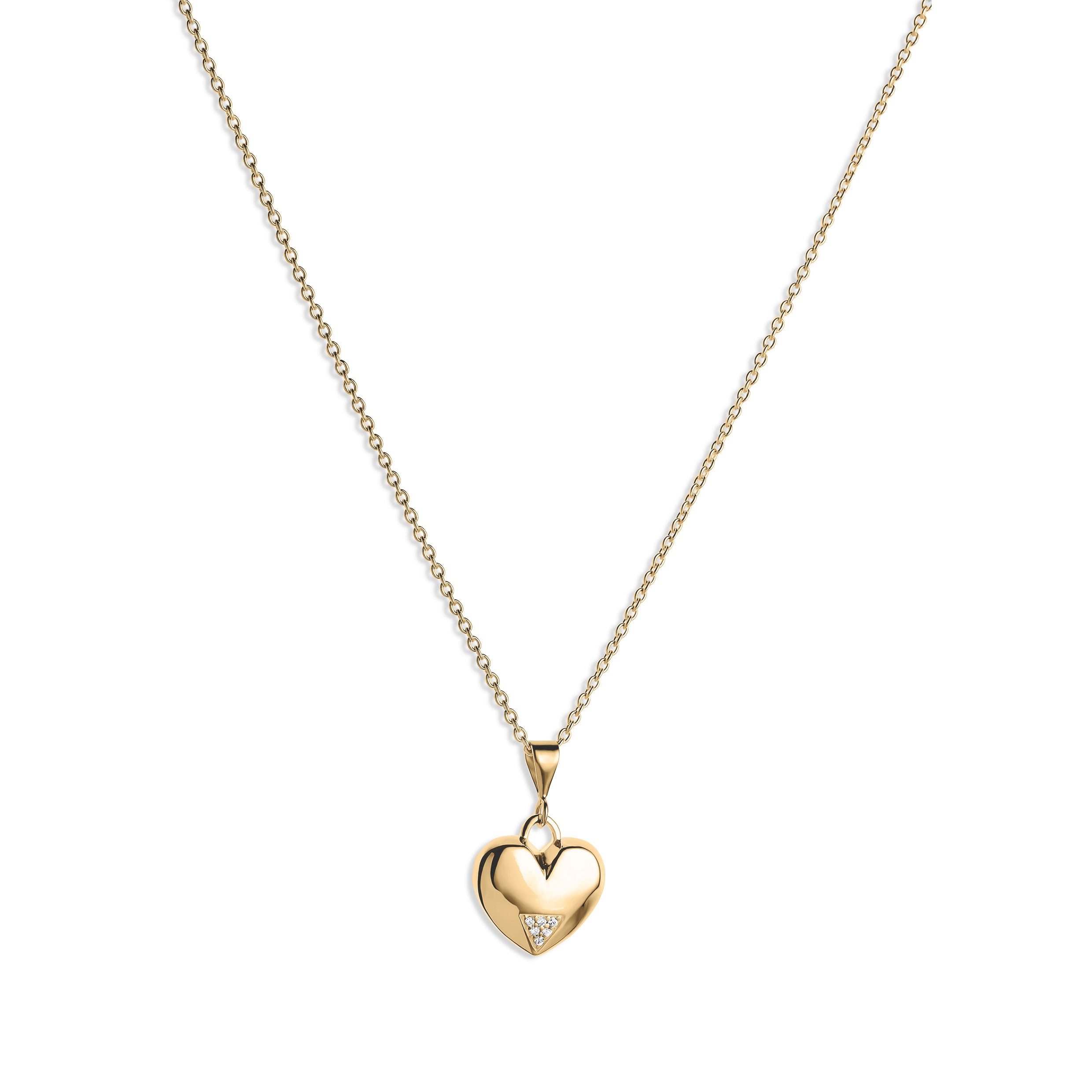 Mini Art Deco Heart Pendant - Gold Vermeil